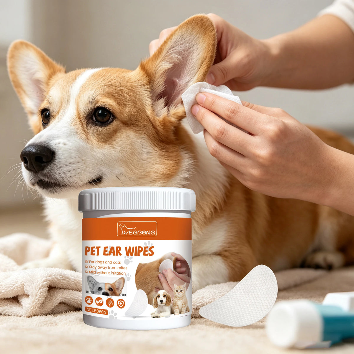 Yegbong Gentle Ear Cleaning Wipes For Dogs And Cats