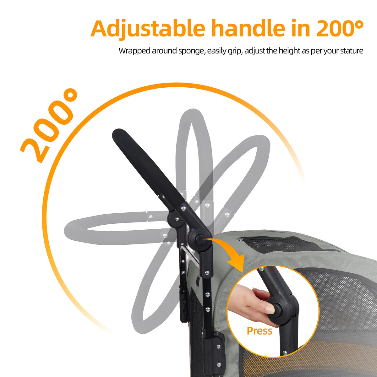 Foldable Portable Dog Stroller With Breathable Carrier For Travel