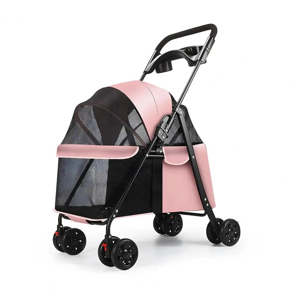 Breathable Mesh Pet Stroller With Visible Window And Four Wheels
