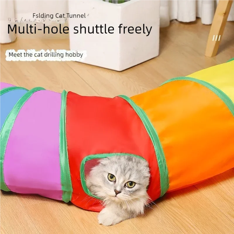 Foldable Cat Tunnel Toy For Interactive Play And Pet Training
