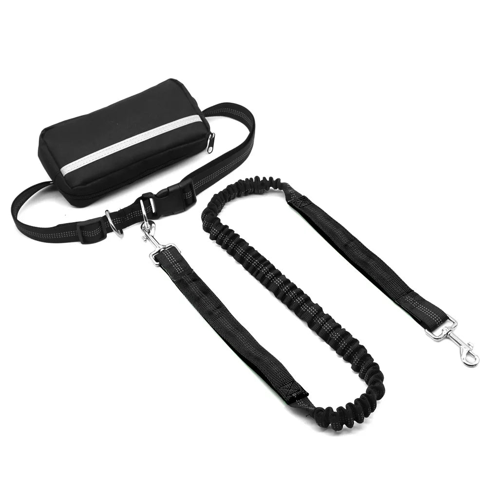 Hands Free Dog Leash With Waist Belt And Reflective Handles
