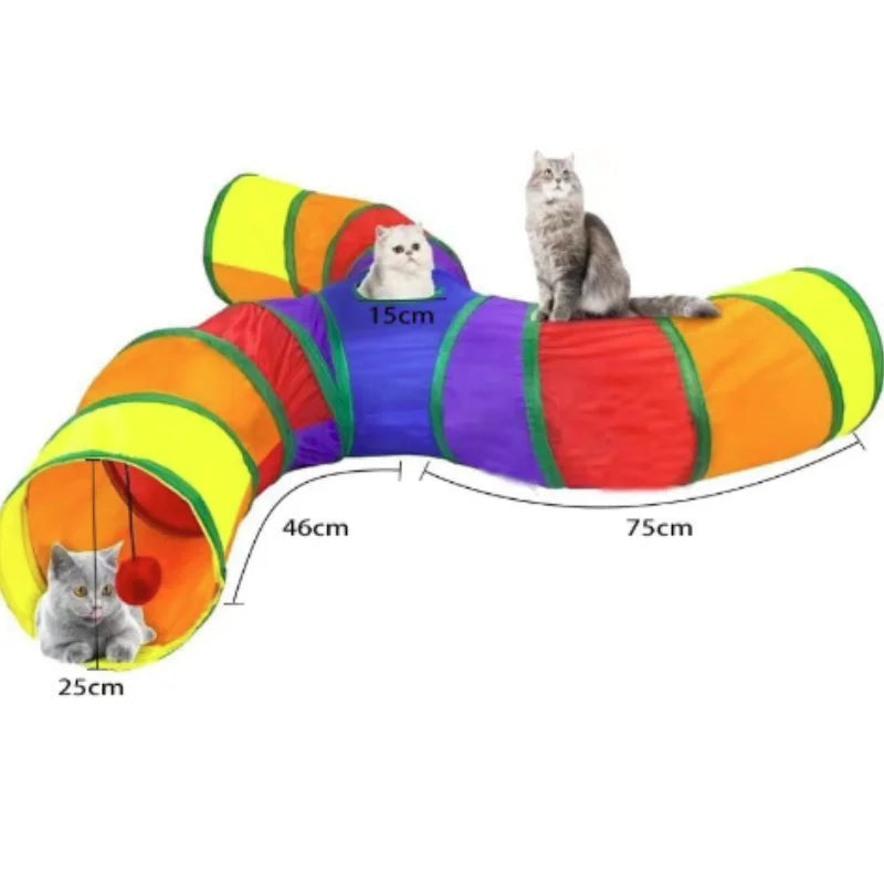 Foldable Cat Tunnel Toy For Interactive Play And Pet Training