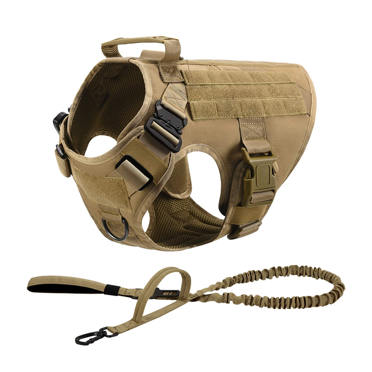 PETRAVEL Tactical Dog Harness Collar And Leash With Molle Pouches