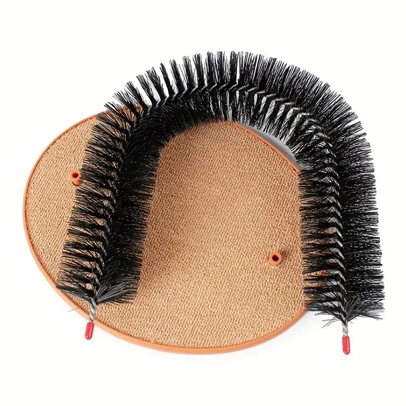 Wooden Cat Grooming Arch With Massage Brush And Scratch Pad