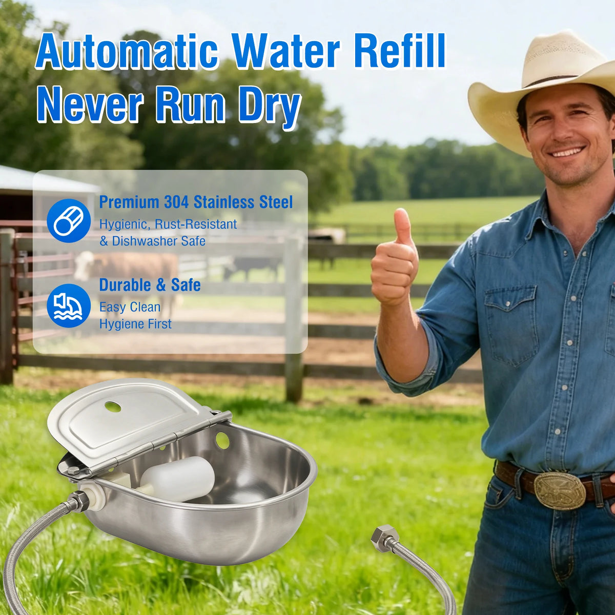 Automatic Stainless Steel Water Bowl With Float Valve For Livestock