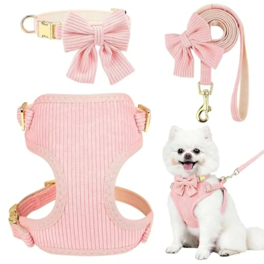 Breathable Cotton Dog Harness Collar And Leash Set