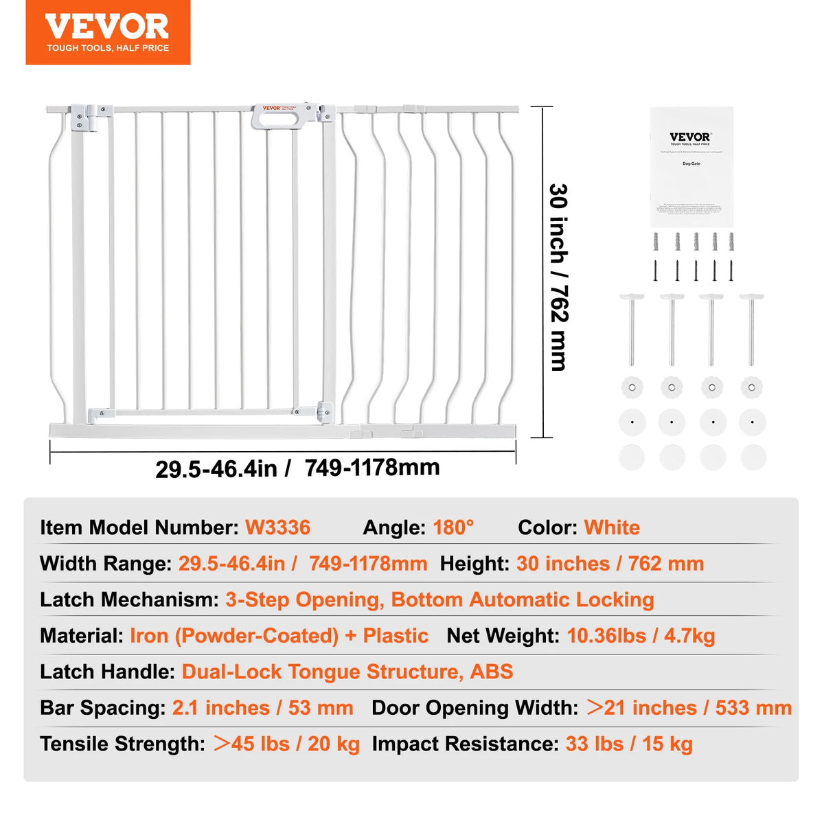 SucceBuy Pressure Mount Baby Dog Gate With Easy Step Walk Through