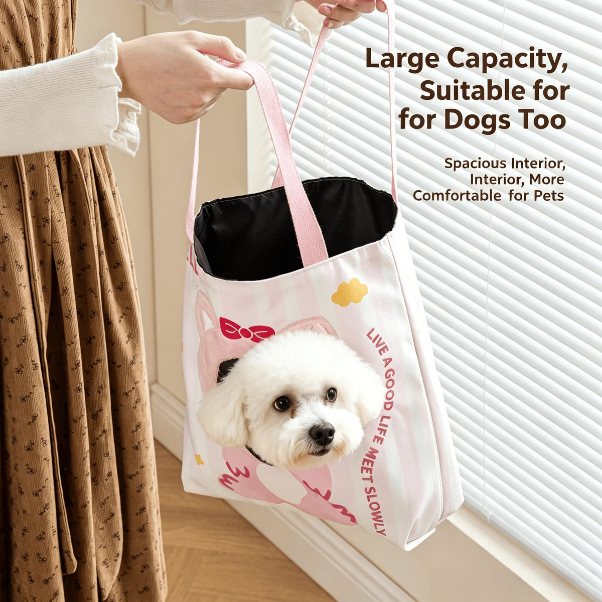 Breathable Canvas Cat Tote Carrier for Convenient Pet Travel