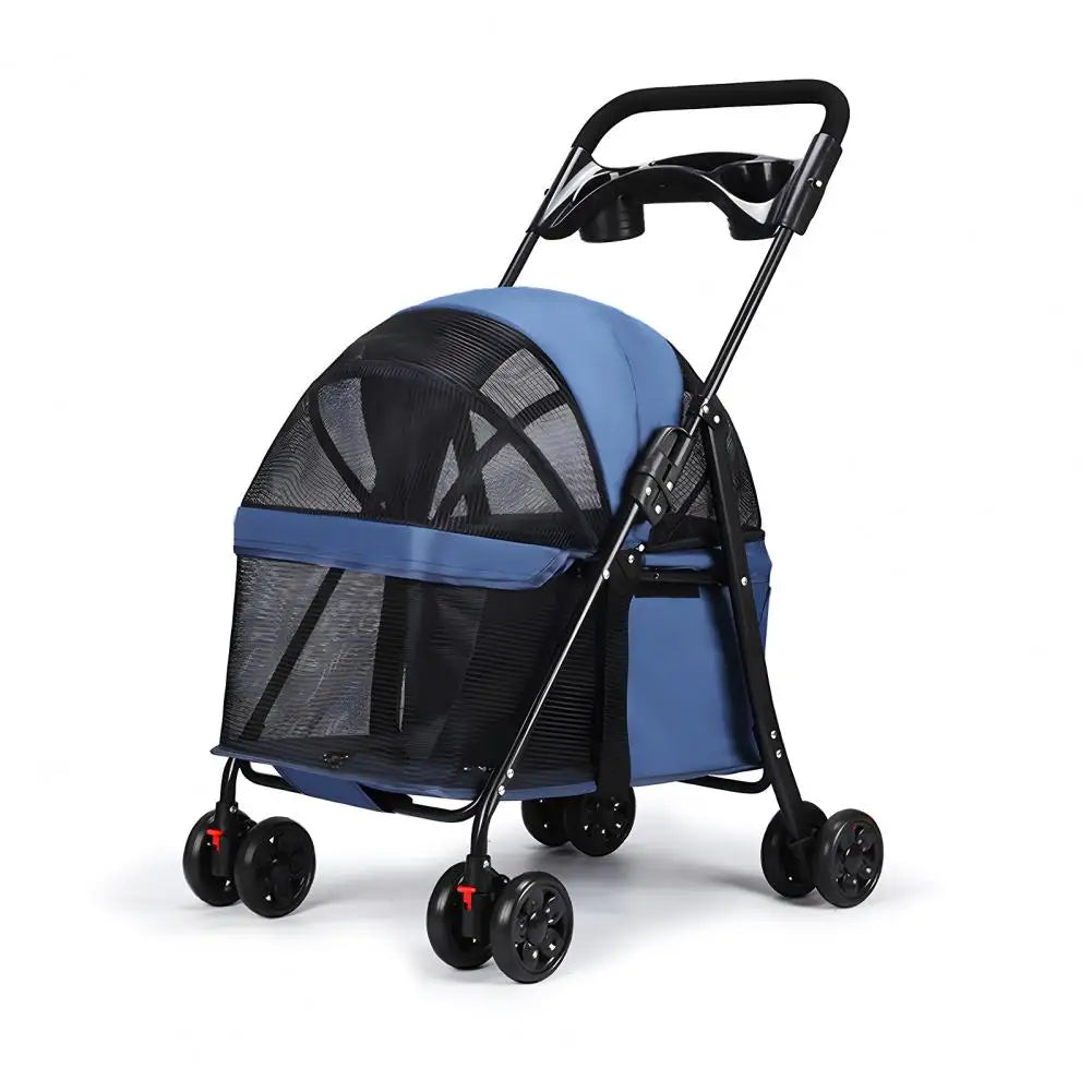 Breathable Mesh Pet Stroller With Visible Window And Four Wheels