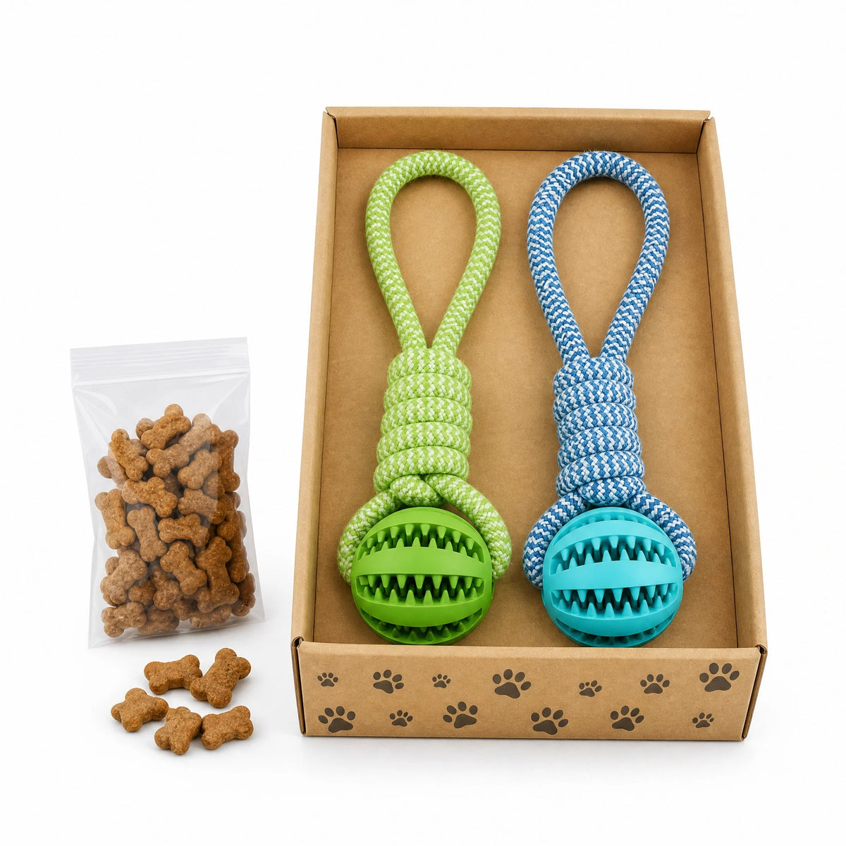 Interactive Treat Dispensing Dog Chew Toy With Rope Tug