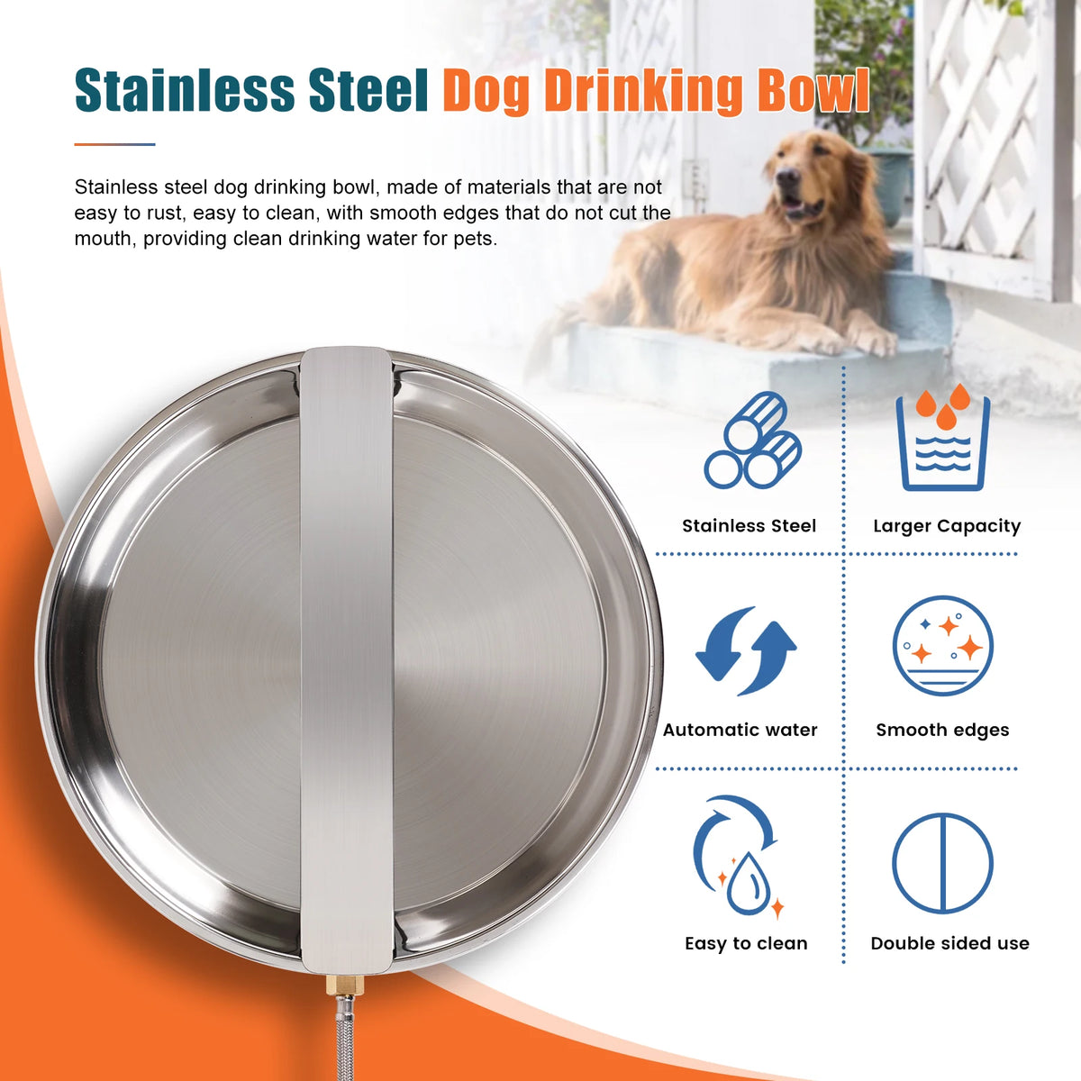 Stainless Steel Automatic Dog Water Feeder Dispenser Bowl