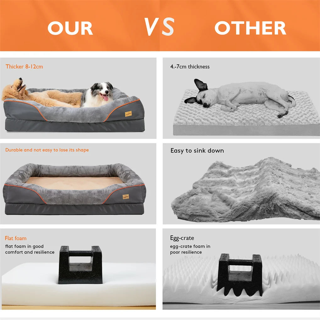 BORWART Orthopedic Memory Foam Dog Bed With Removable Waterproof Cover
