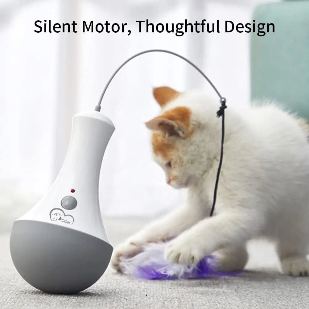 Automatic Rotating Cat Feather Toy Interactive Kitten Exercise Play Gift