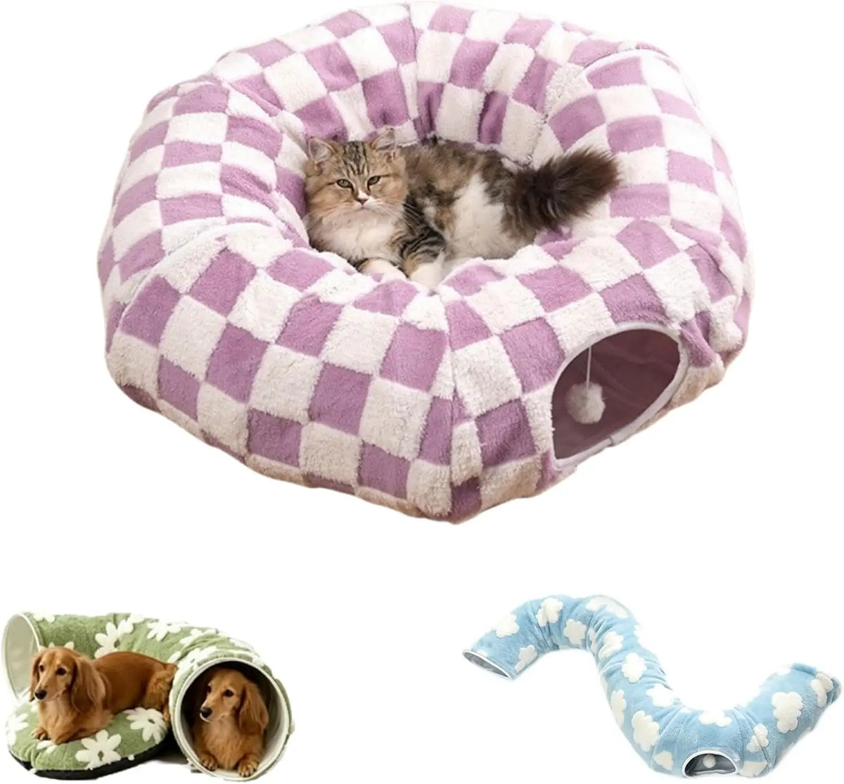 Dachshund Tunnel Bed With Plush Foldable Comfort For Dogs