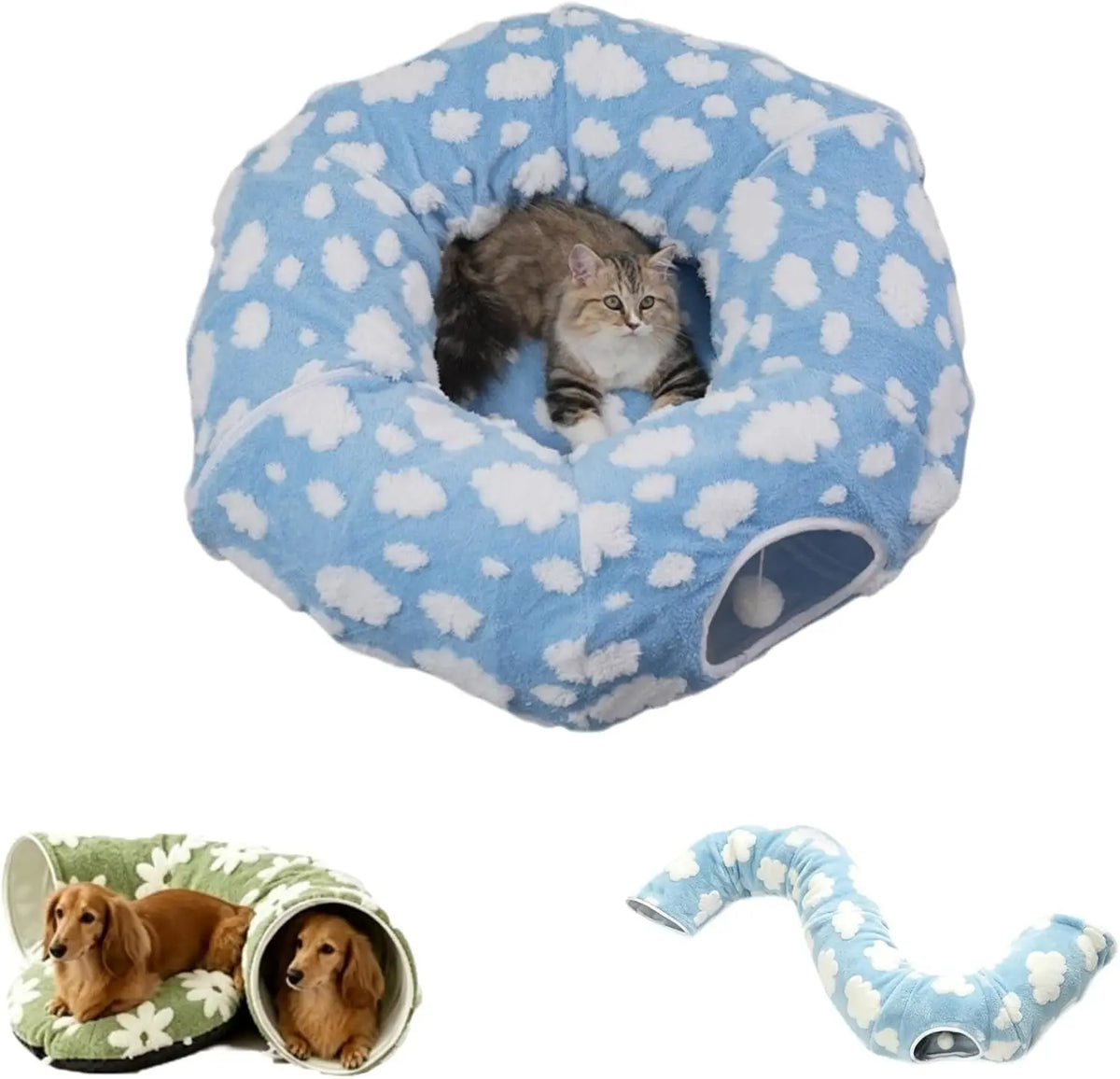 Dachshund Tunnel Bed With Plush Foldable Comfort For Dogs