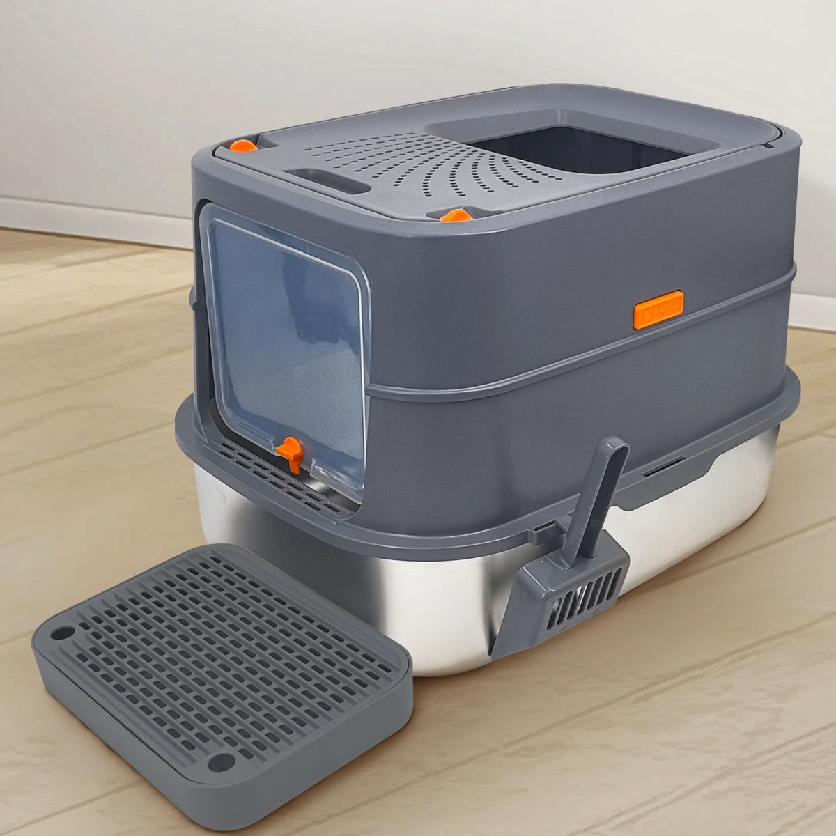 Enclosed Cat Litter Box With Abs Construction And Scoop