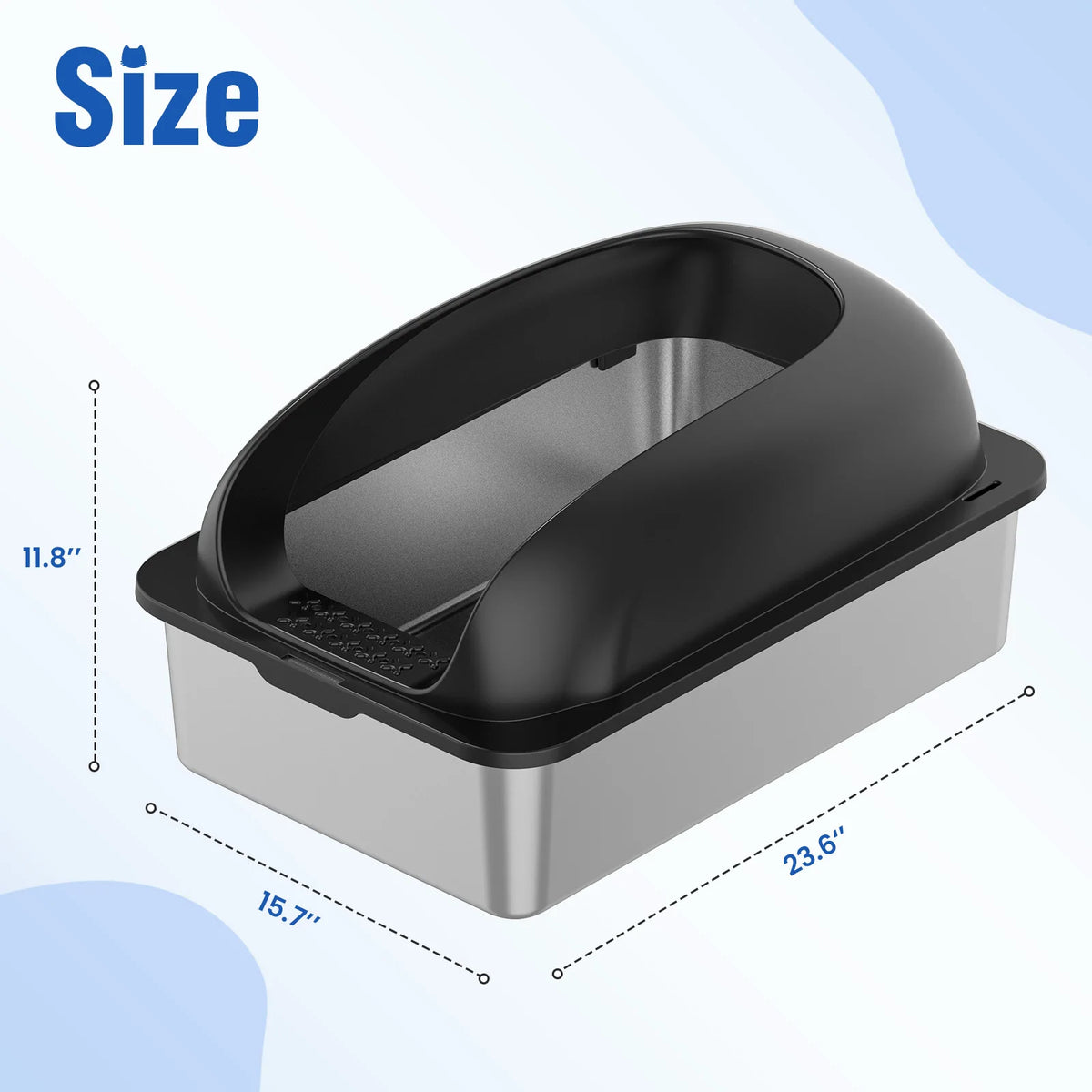 Stainless Steel Cat Litter Box With Lid Semi Closed