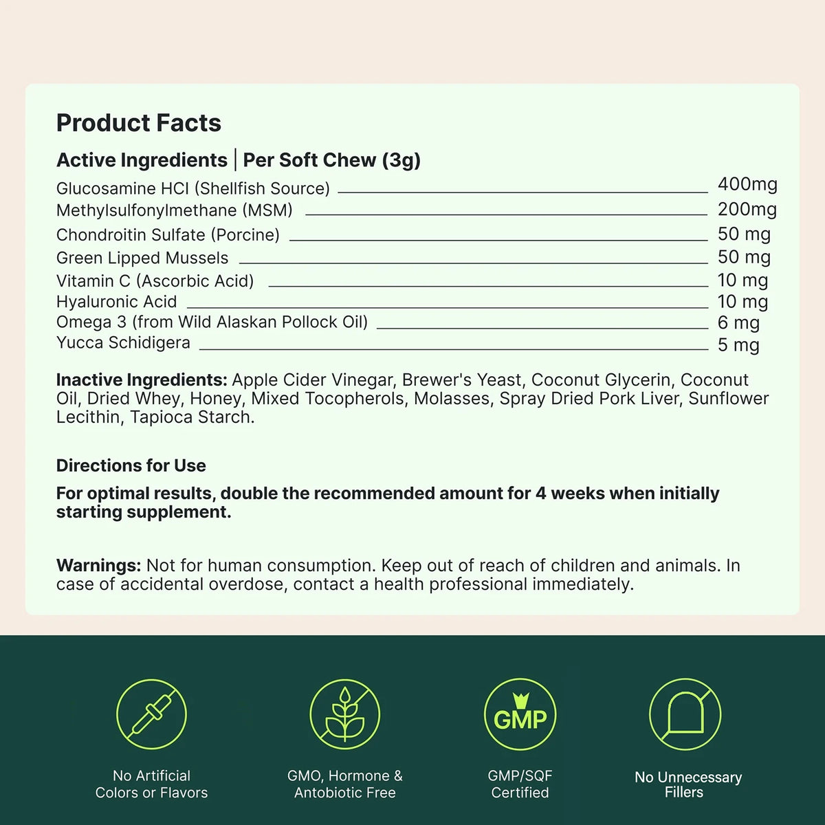 LISM Dog Hip And Joint Supplement With Glucosamine Chondroitin