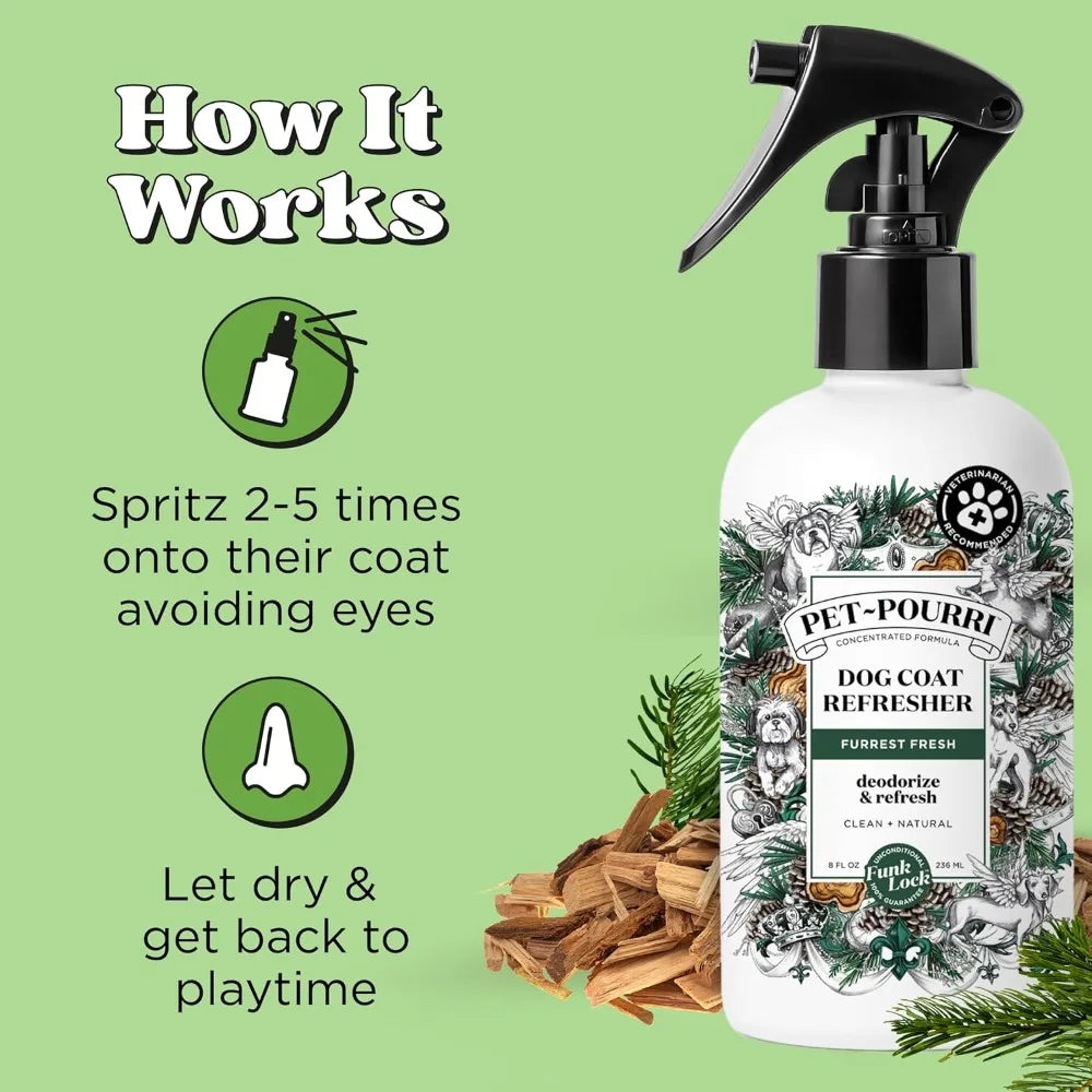 Natural Pet Deodorizing Spray With Fir Amber Cedarwood Essential Oils