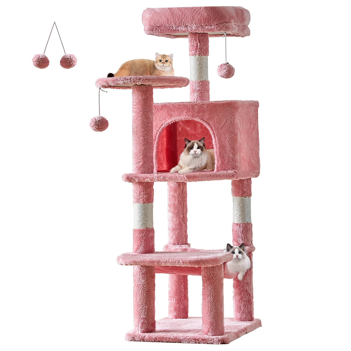 JHK Multi Level Cat Tree With Scratching Posts And House