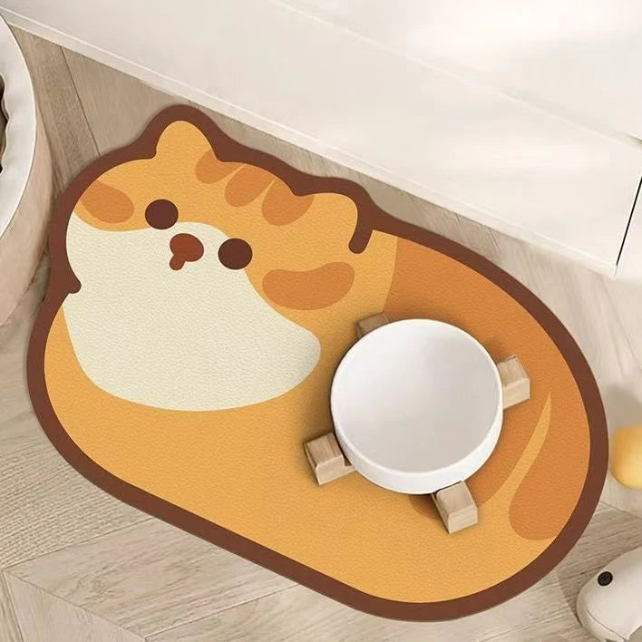 Cat Face Pet Feeding Mat Waterproof Anti Spill Non Slip