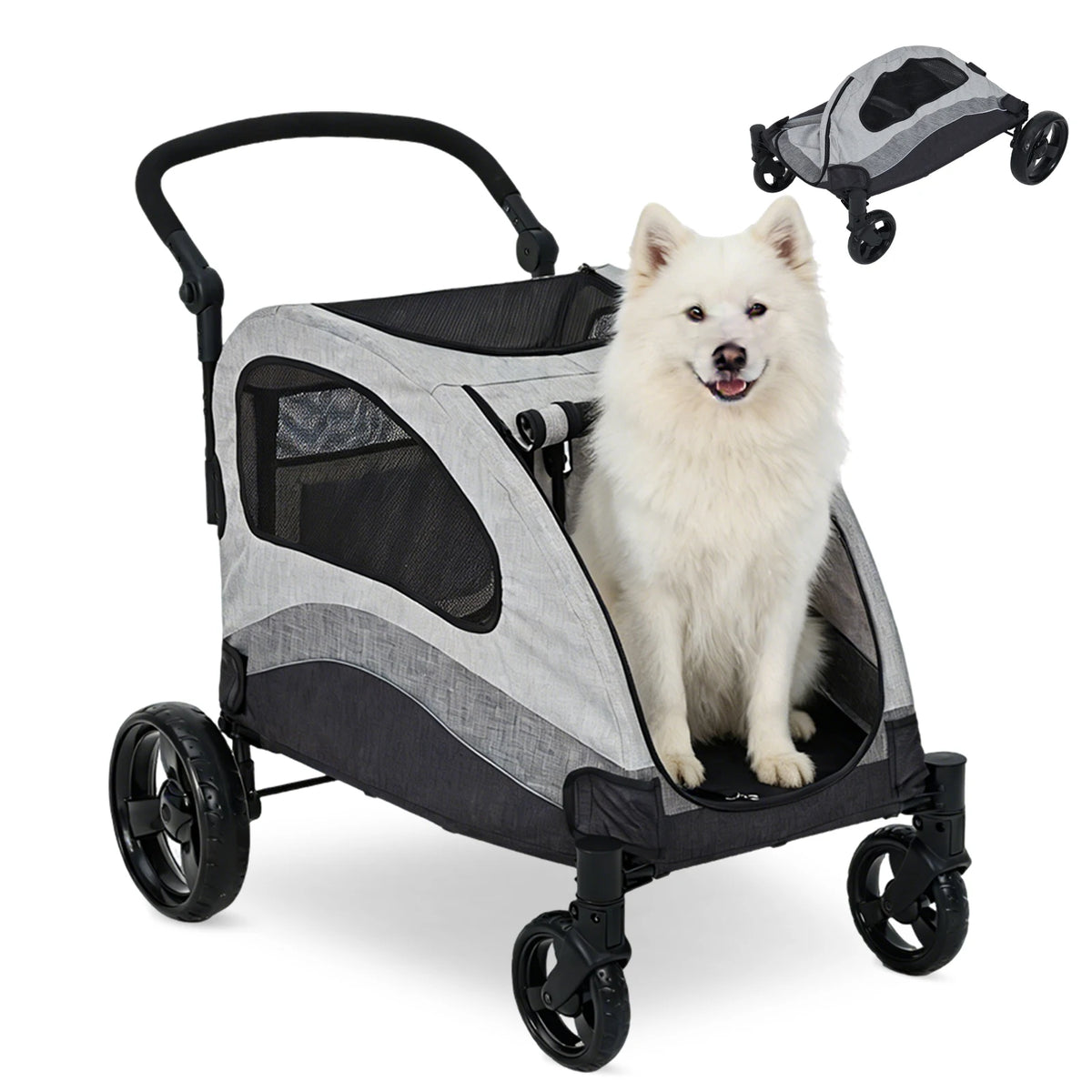 Heavy Duty Double Dog Stroller With Shock Absorbing Wheels