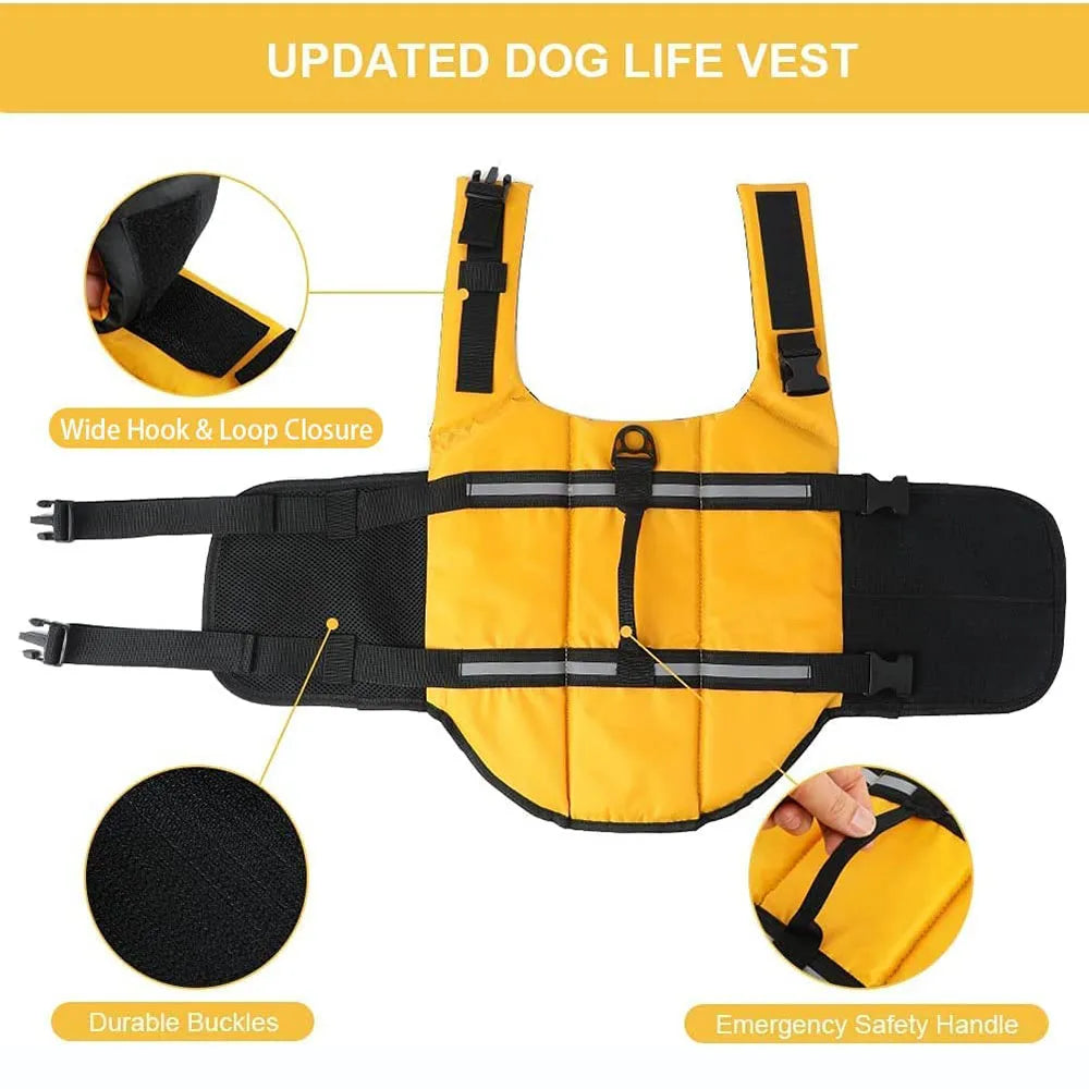 Adjustable Reflective Ripstop Dog Life Jacket For Safe Swimming