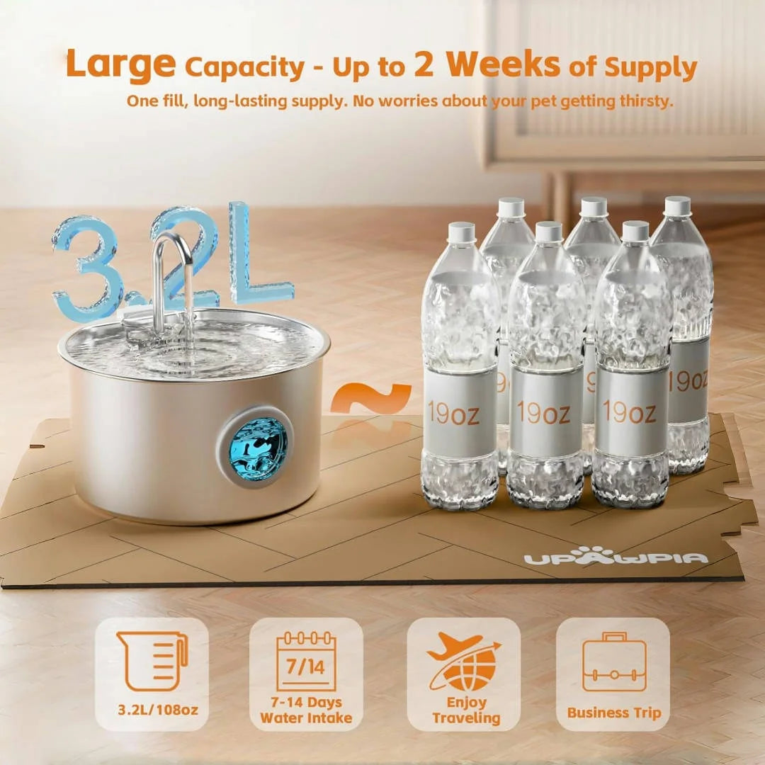 OPETH Stainless Steel Automatic Pet Water Fountain With Filters