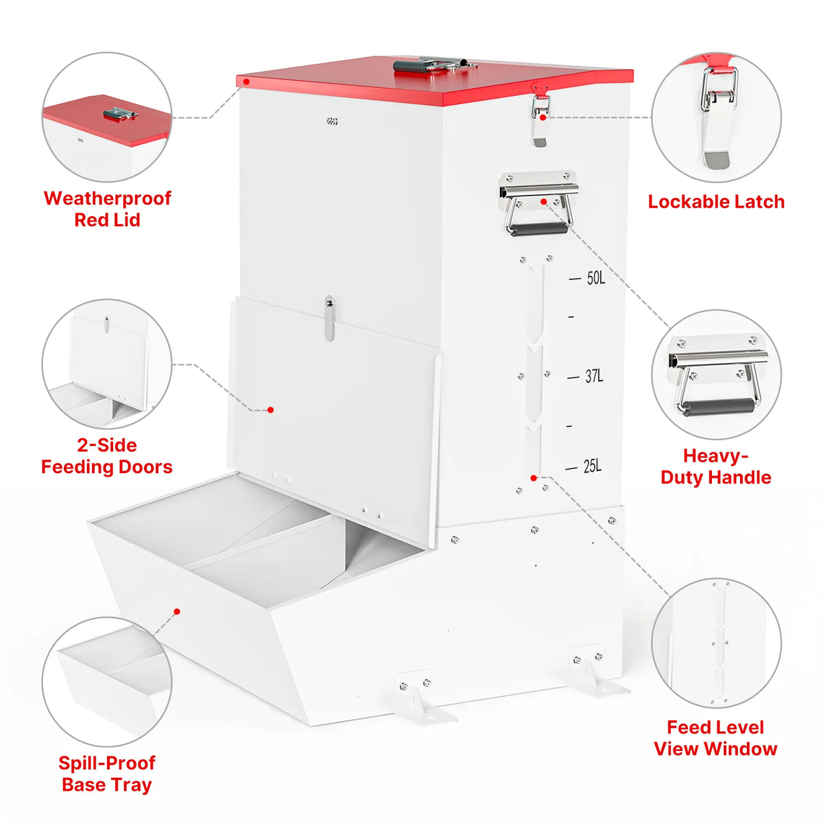 Automatic Lockable Stainless Steel Gravity Feeder for Farm Animals
