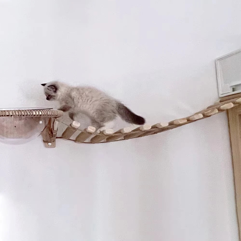 Wooden Sisal Cat Bridge Ladder And Scratching Post For Cats