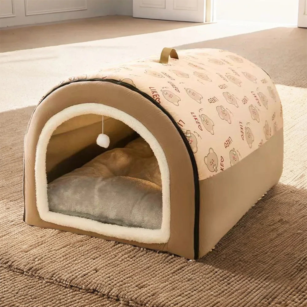 Comfortable Washable Velvet Pet Cave House for Cats and Dogs