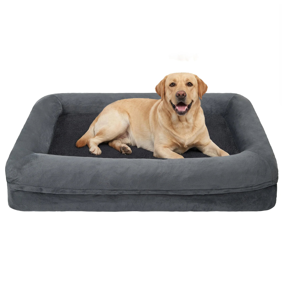OUTWIND Washable Orthopedic Dog Bed With Bolster Raised Sides