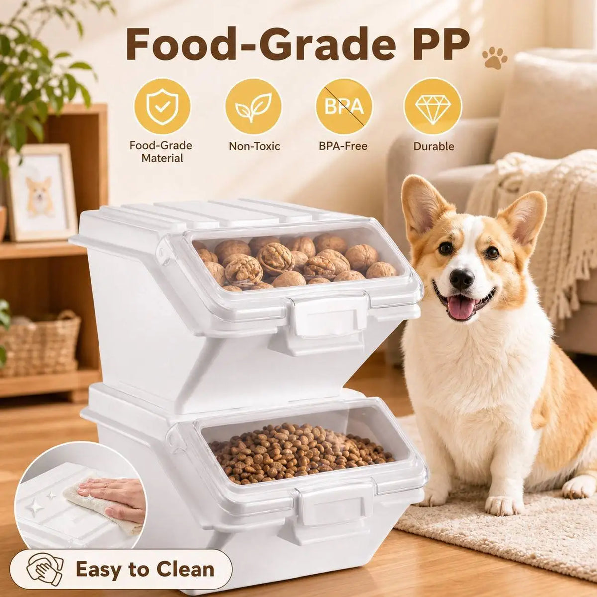 Airtight Dog Food Storage Container With Scoop For Pets