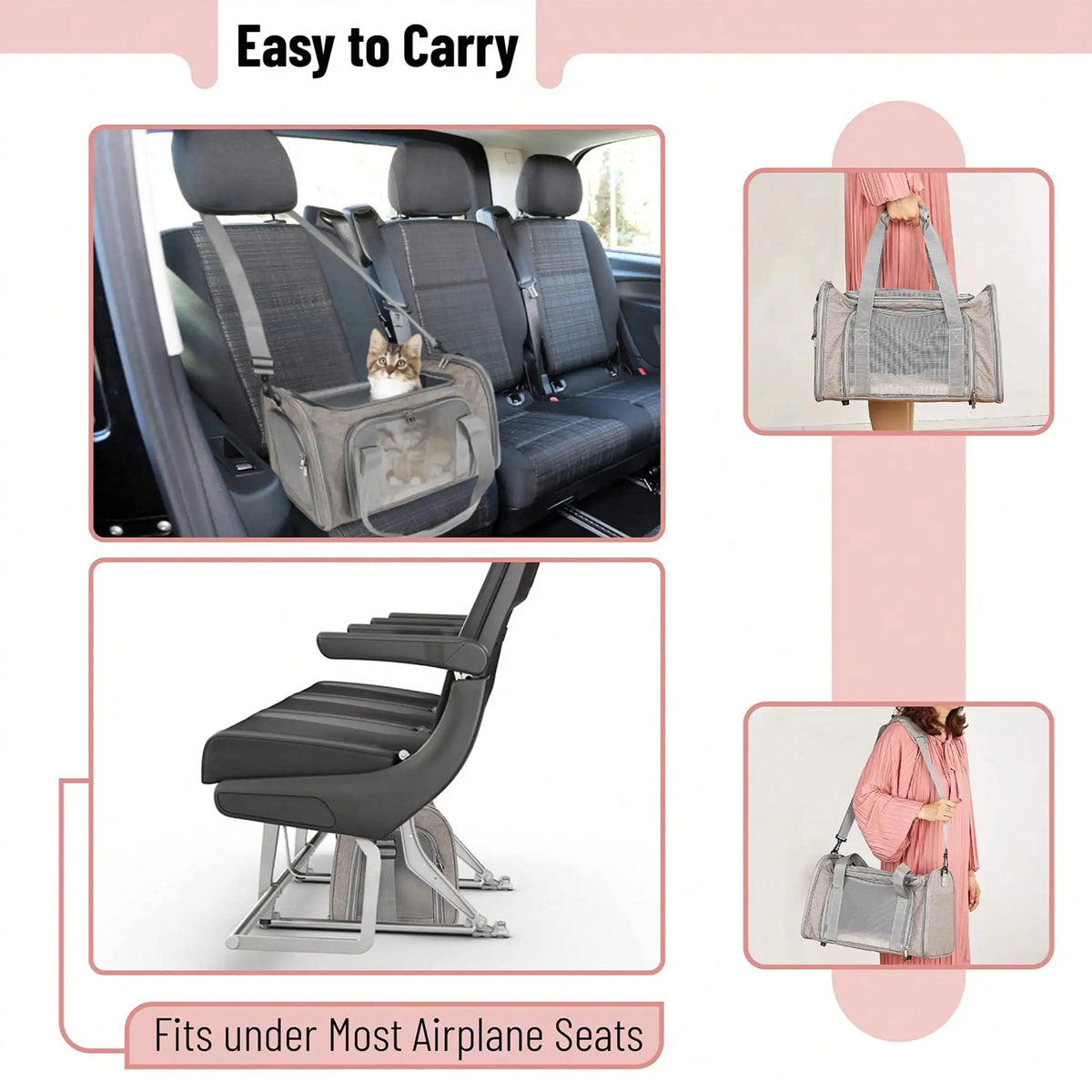Portable Breathable Pet Travel Carrier With Removable Fleece Pad