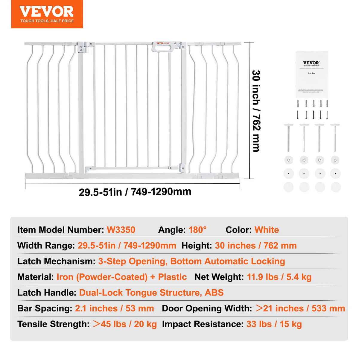 SucceBuy Pressure Mount Baby Dog Gate With Easy Step Walk Through