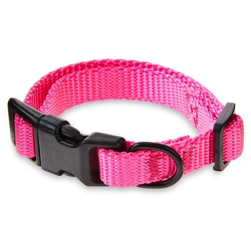 Solid Polyester Adjustable Dog Collar With Matching Walking Leash Set