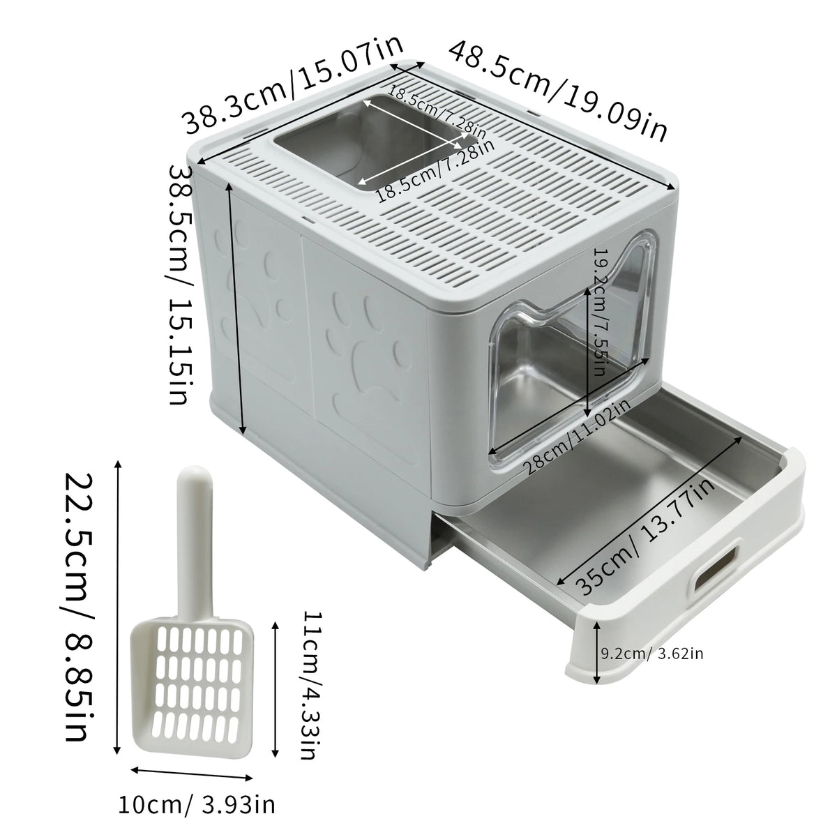 Premium Enclosed Stainless Steel Cat Litter Box With Scoop