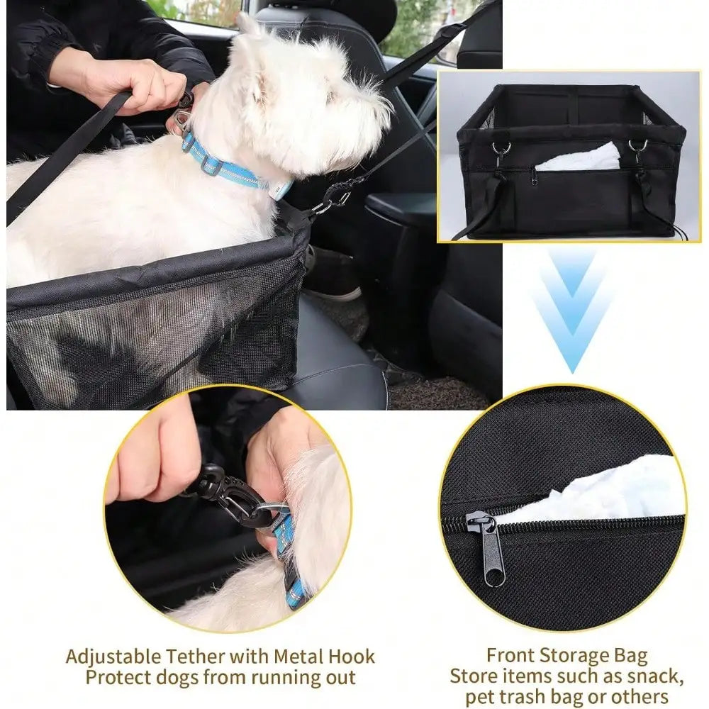 Elevated Dog Booster Car Seat Safety Strap Portable Pet Carrier Bed