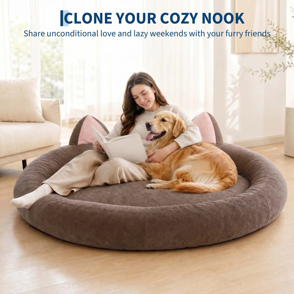 Orthopedic Memory Foam Dog Bed With Supportive Bolsters for Senior Pets