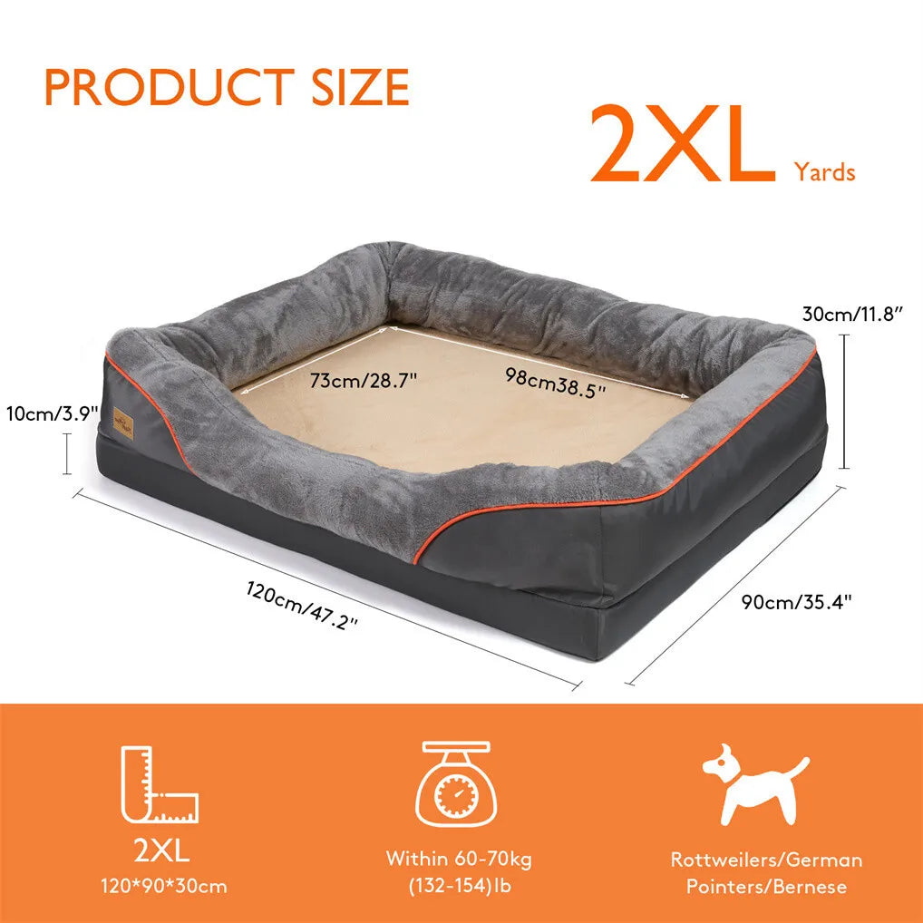 BORWART Orthopedic Memory Foam Dog Bed With Removable Waterproof Cover