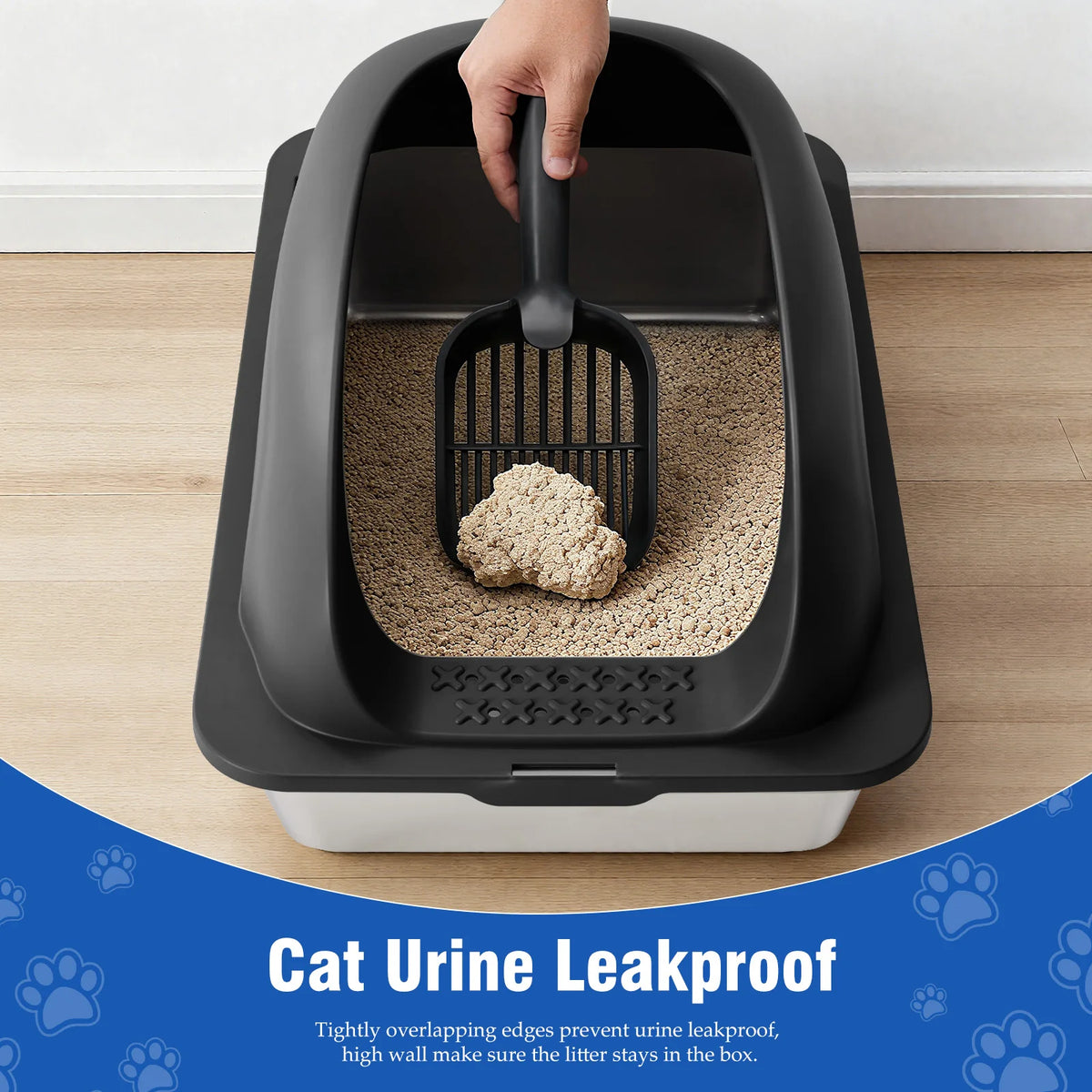 Stainless Steel Cat Litter Box With Lid Semi Closed