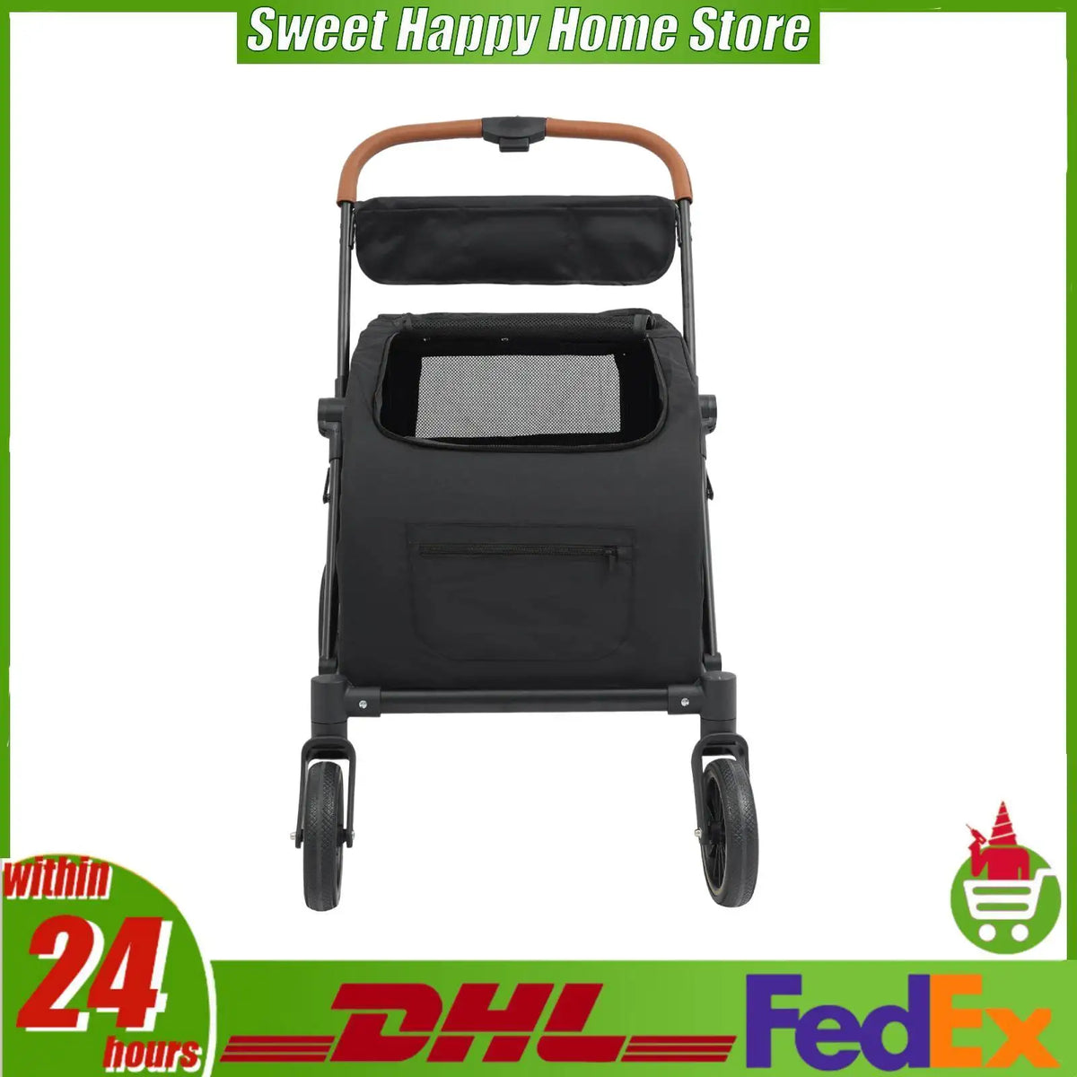 Foldable Stroller with Detachable Cabin for Medium to Large Dogs