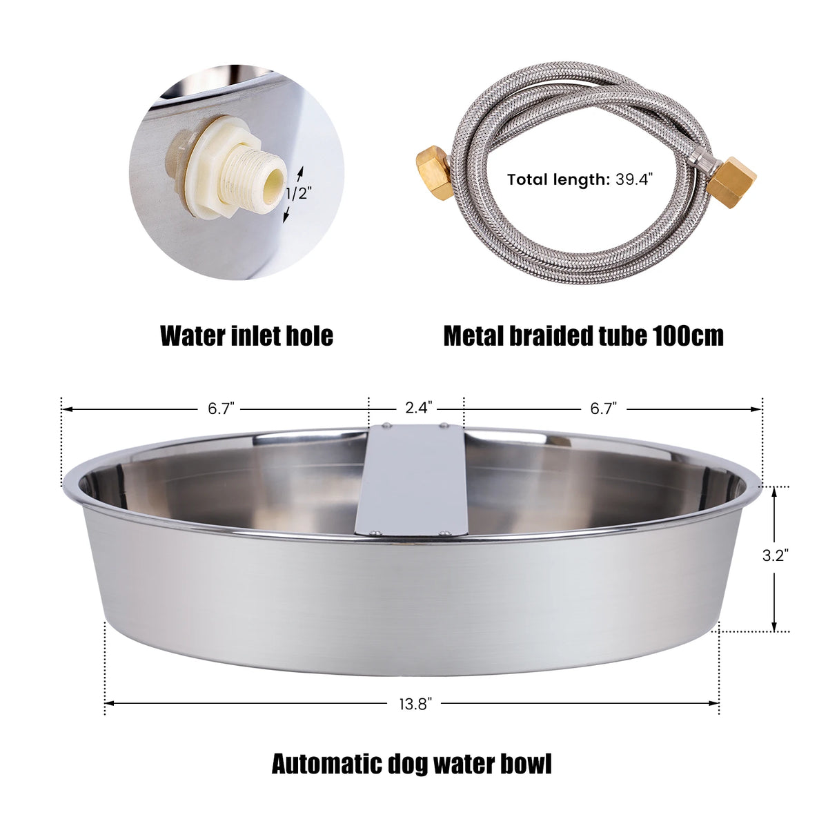 Stainless Steel Automatic Dog Water Feeder Dispenser Bowl