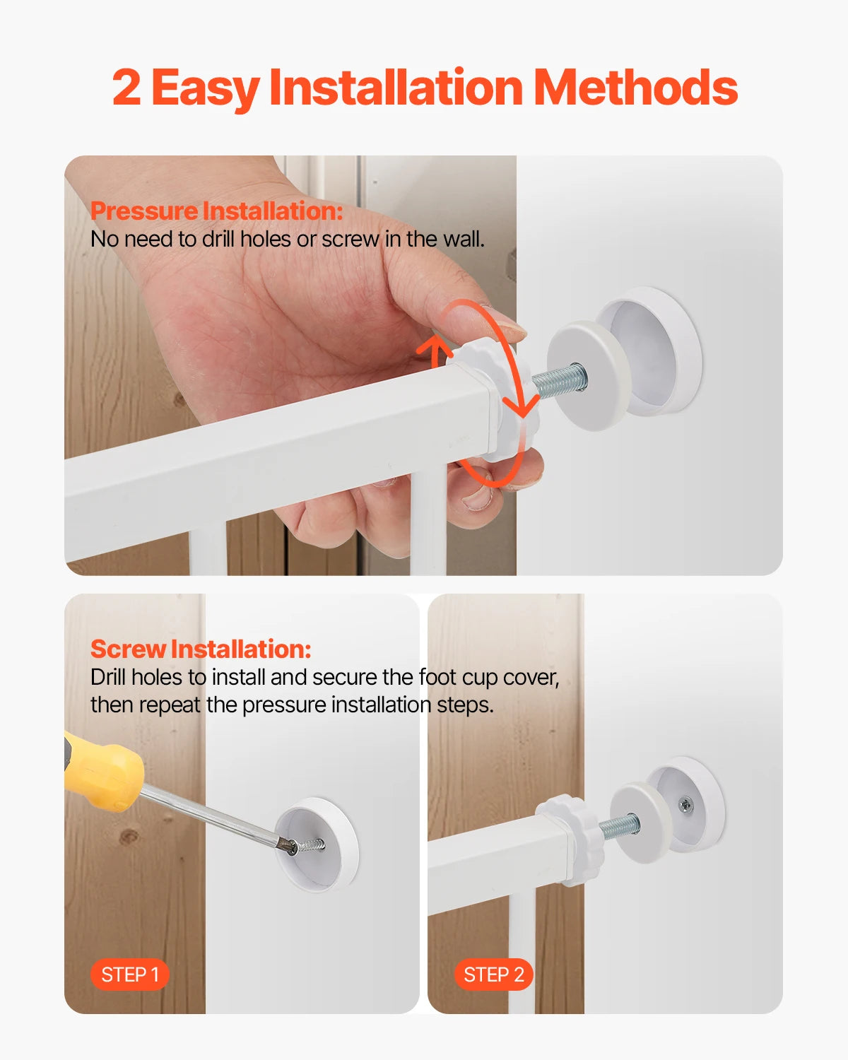 SucceBuy Pressure Mount Baby Dog Gate With Easy Step Walk Through