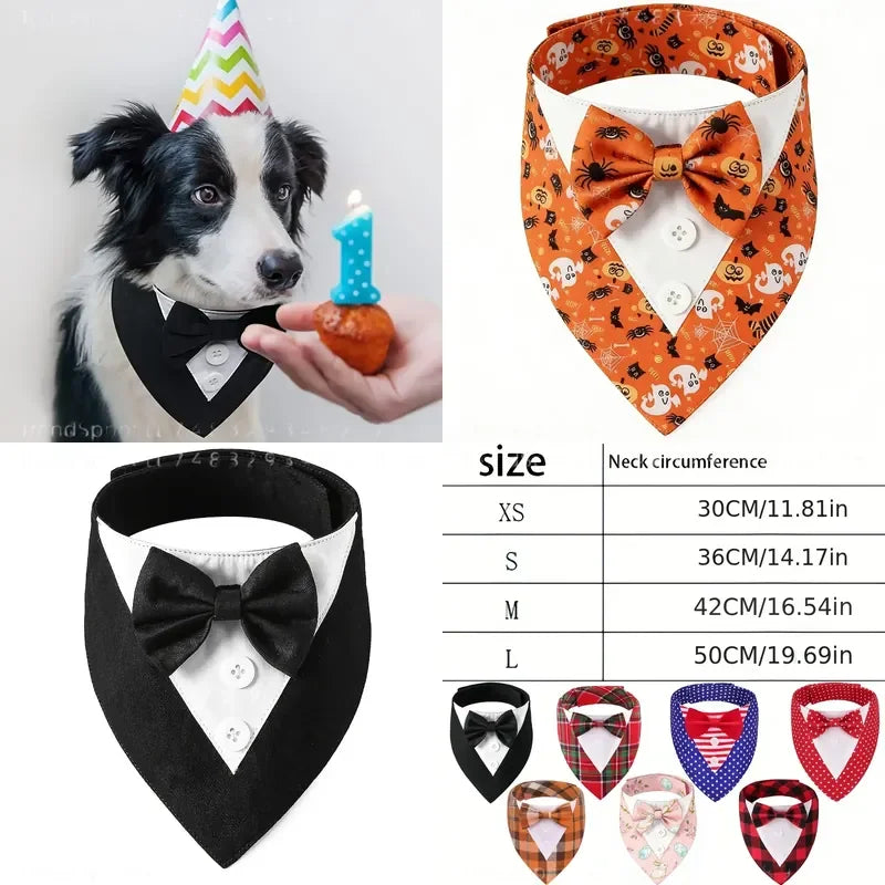 Plaid Bow Tie Pet Collar Scarf for Dogs Cats Costume