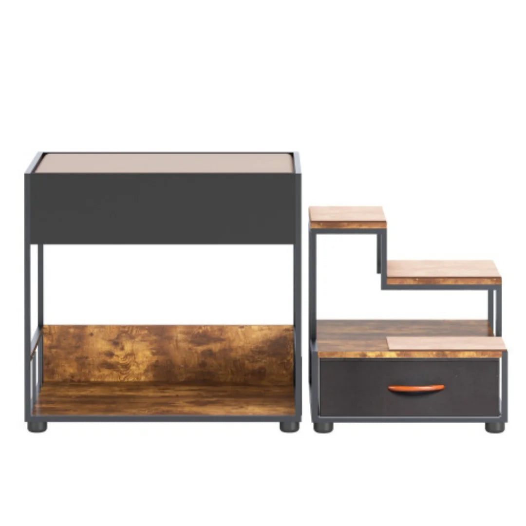 Multi Level Dog Bunk Bed With Steps And Storage Drawer