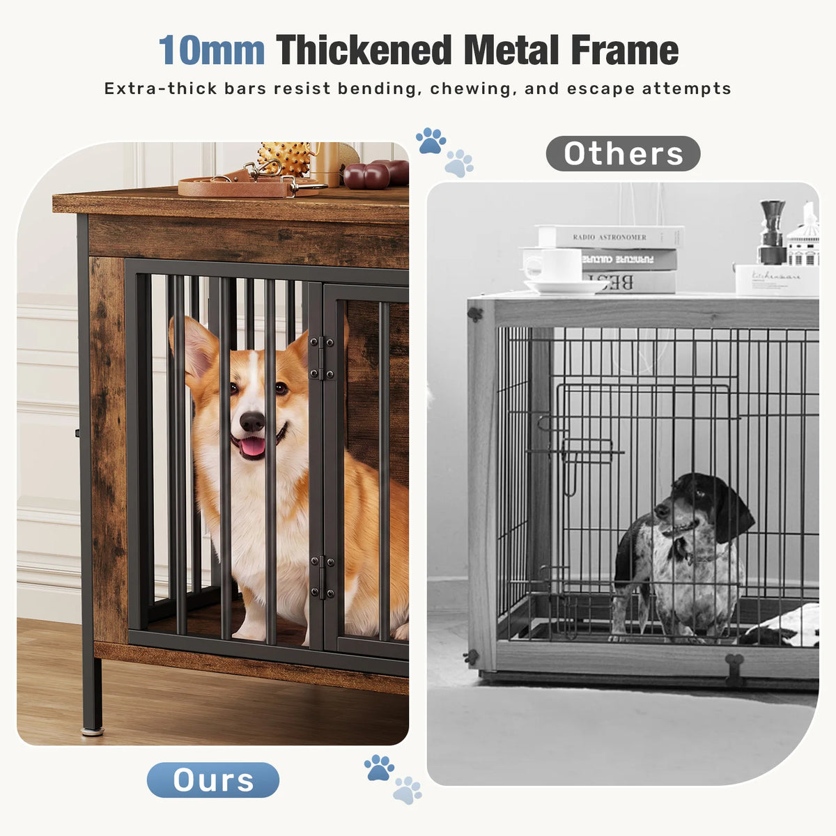 JHK Double Door Wooden Dog Kennel With Secure Divider Panel