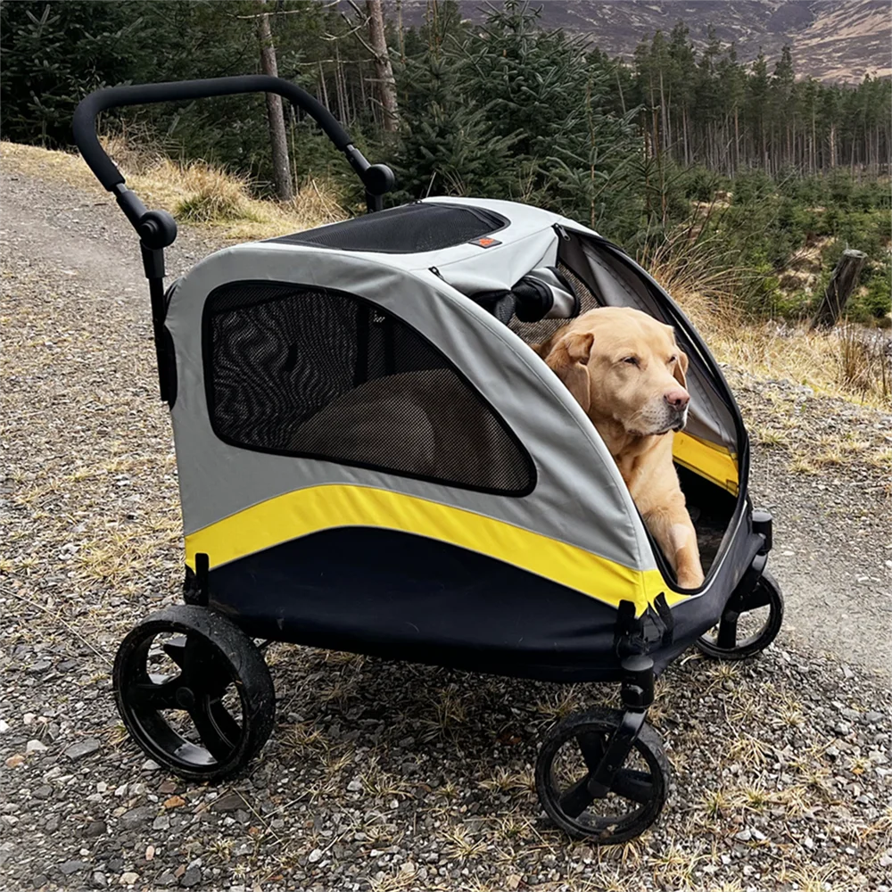 Foldable Four Wheel Dog Stroller for Comfortable Travel and Walks