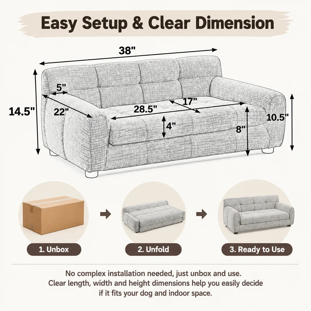 Breathable Pet Sofa With Backrest And Armrests For Dogs