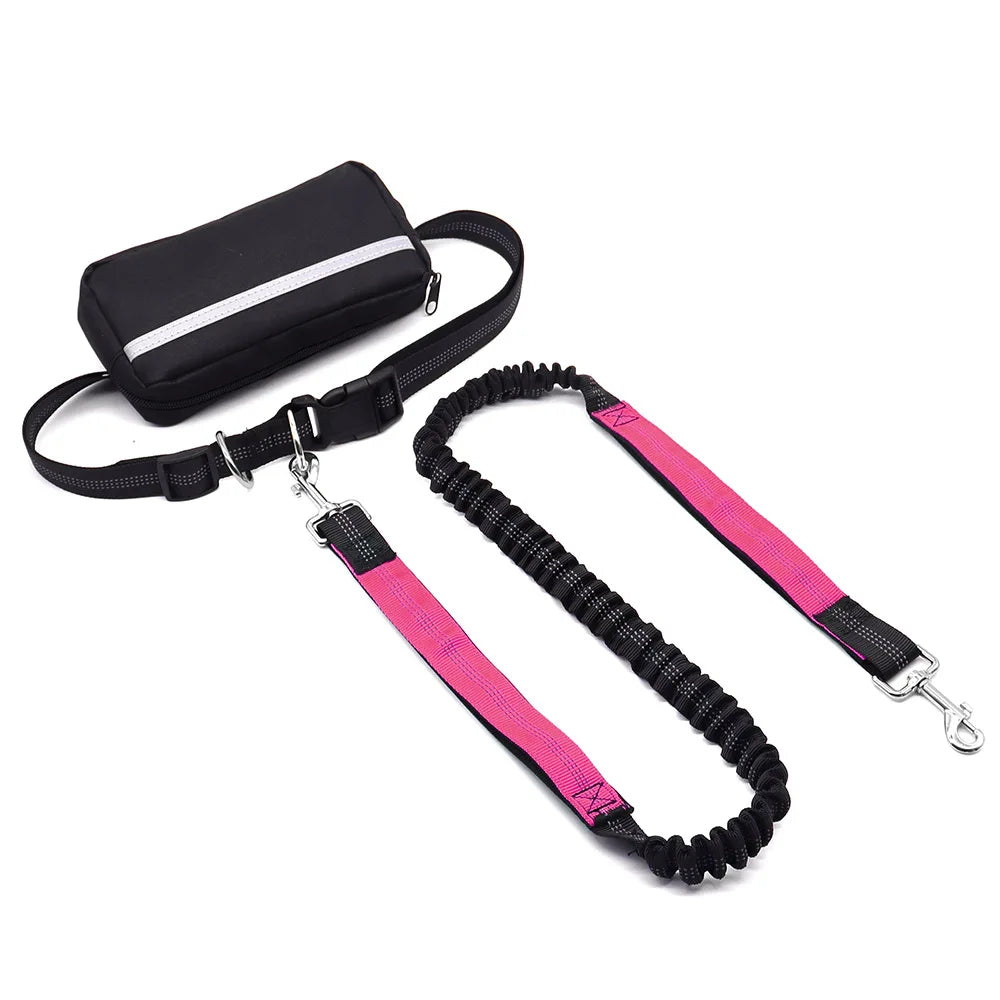 Hands Free Dog Leash With Belt Reflective Stitching And Pouch